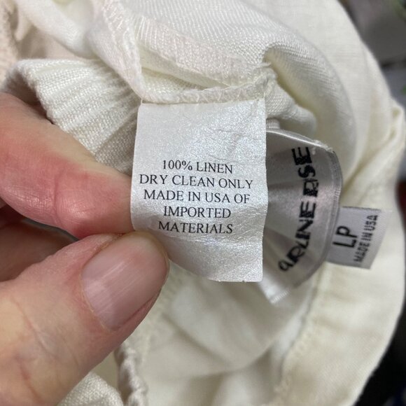 Womens Caroline Rose Linen Pull On Stretch Waist‎ Pants White LP - Picture 6 of 7